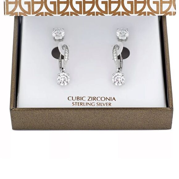 NWT Giani Bernini sterling silver cubic zirconia drop and stud earrings - Picture 2 of 11